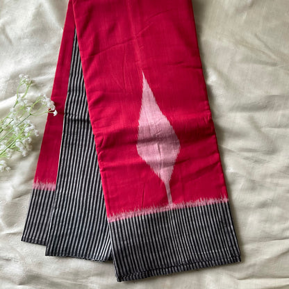 Ikkat Red Handloom Saree