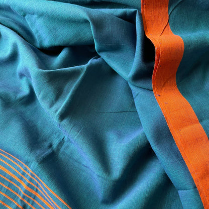 Khadi Blue Cotton Saree