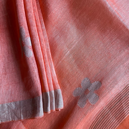 Linen Silk Peach Saree