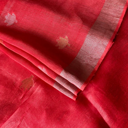 Linen Silk Red Saree