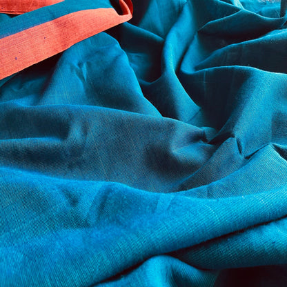 Khadi Blue Cotton Saree