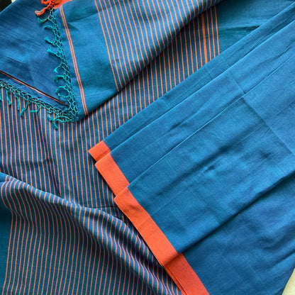 Khadi Blue Cotton Saree