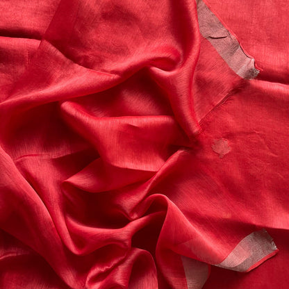 Linen Silk Red Saree