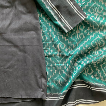 Ikkat Green Handloom Saree