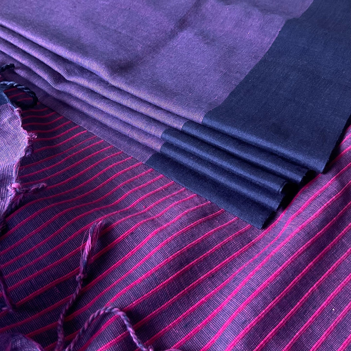 Khadi Purple Cotton Saree