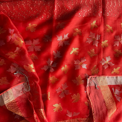 Linen Silk Red Saree