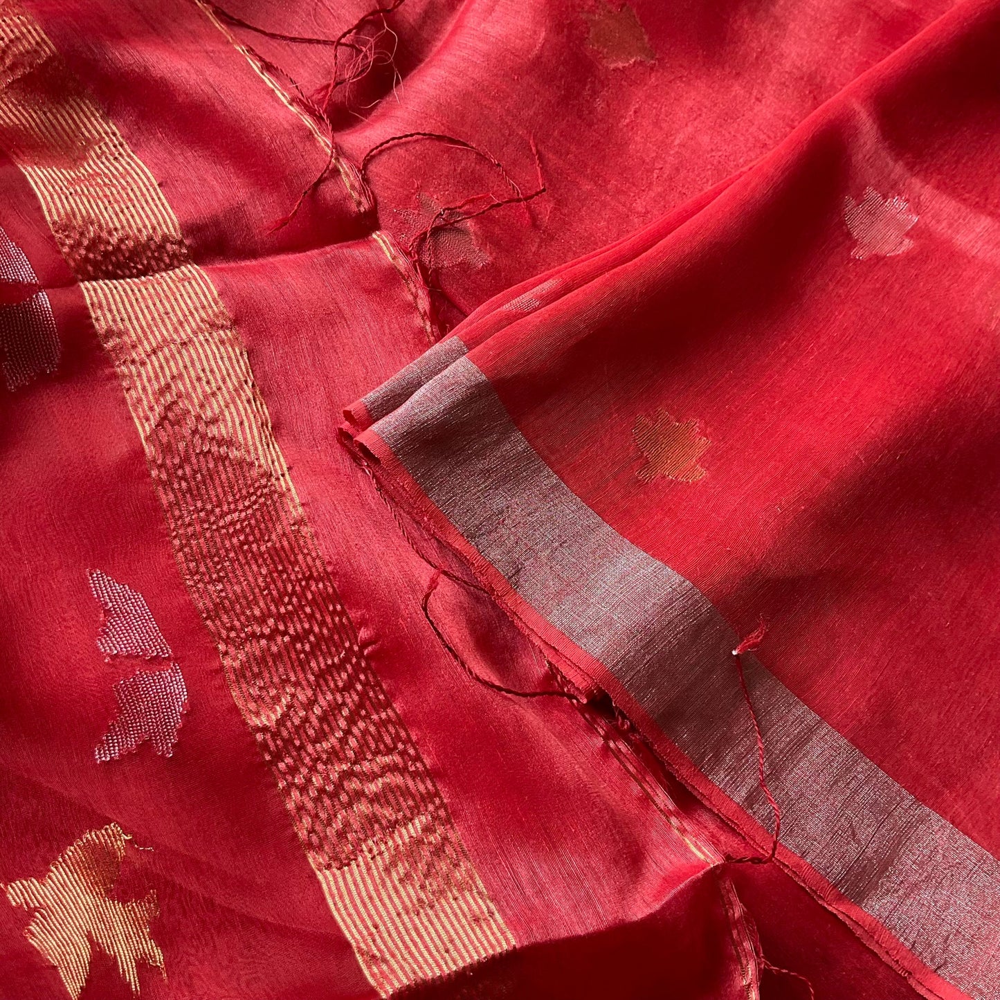 Linen Silk Red Saree