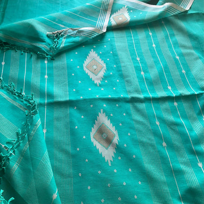 Cotton Green Jamdani Saree