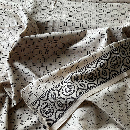 Mulmul Handprinted Square Saree