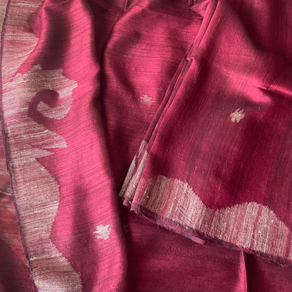 Matka Silk Maroon Saree