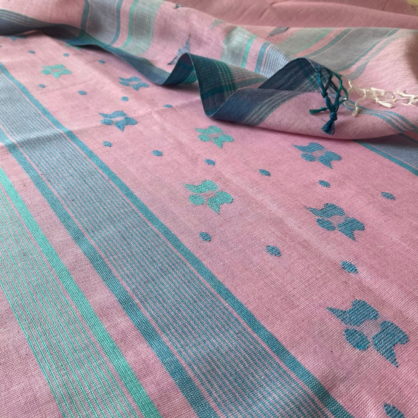 Cotton Pink Jamdani Saree