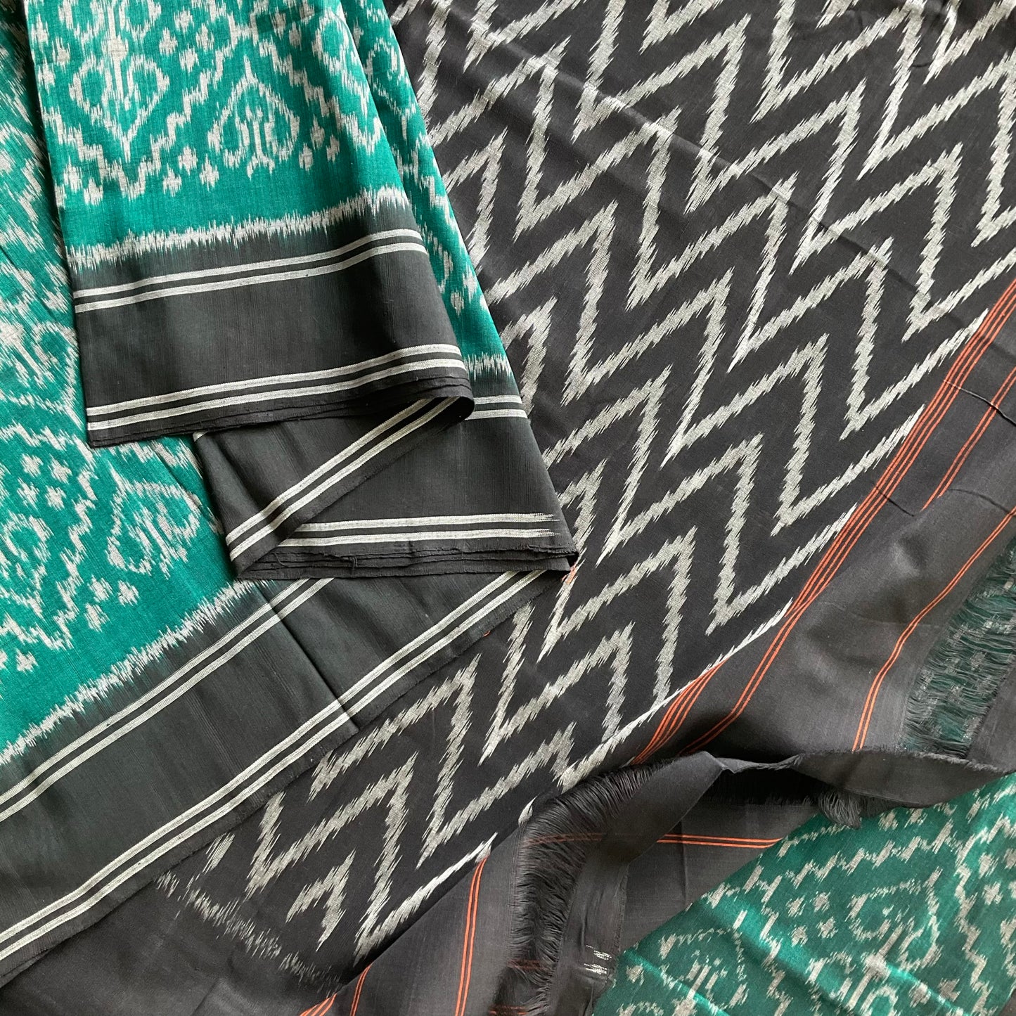 Ikkat Green Handloom Saree