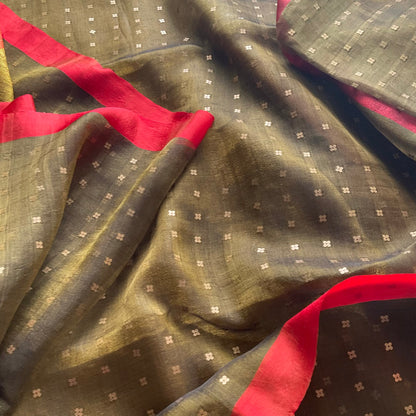 Maslin Silk Olive saree