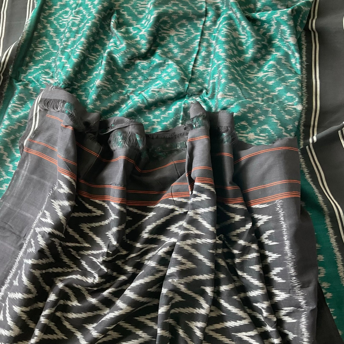 Ikkat Green Handloom Saree