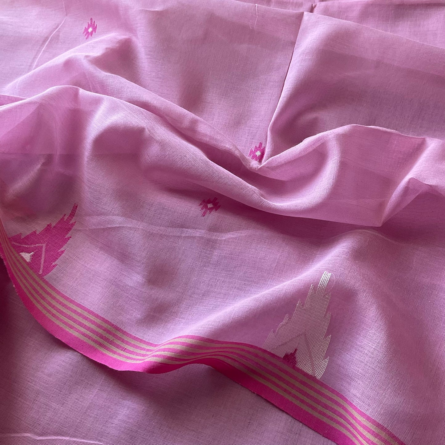 Cotton Pink Jamdani Saree