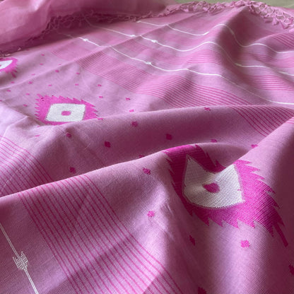 Cotton Pink Jamdani Saree