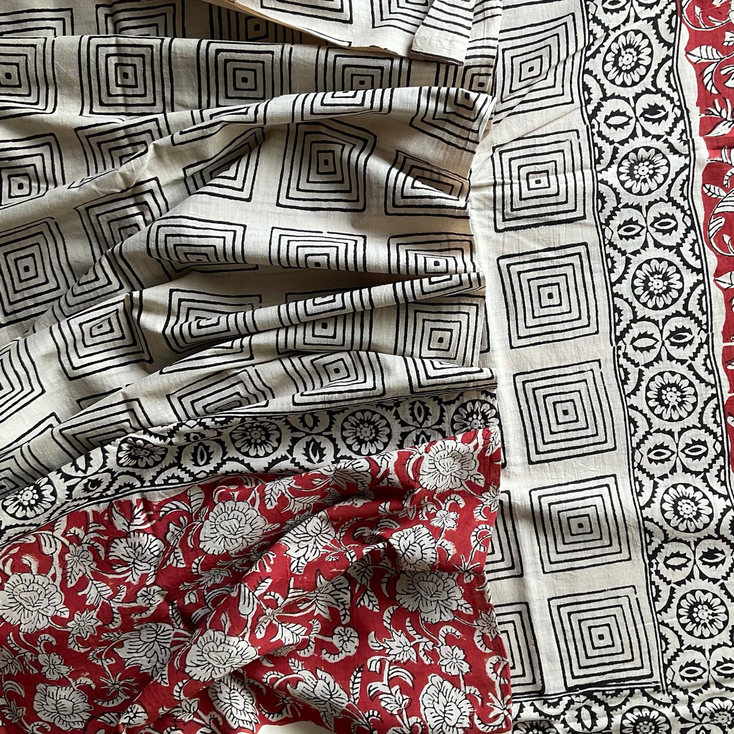 Mulmul Handprinted Square Saree