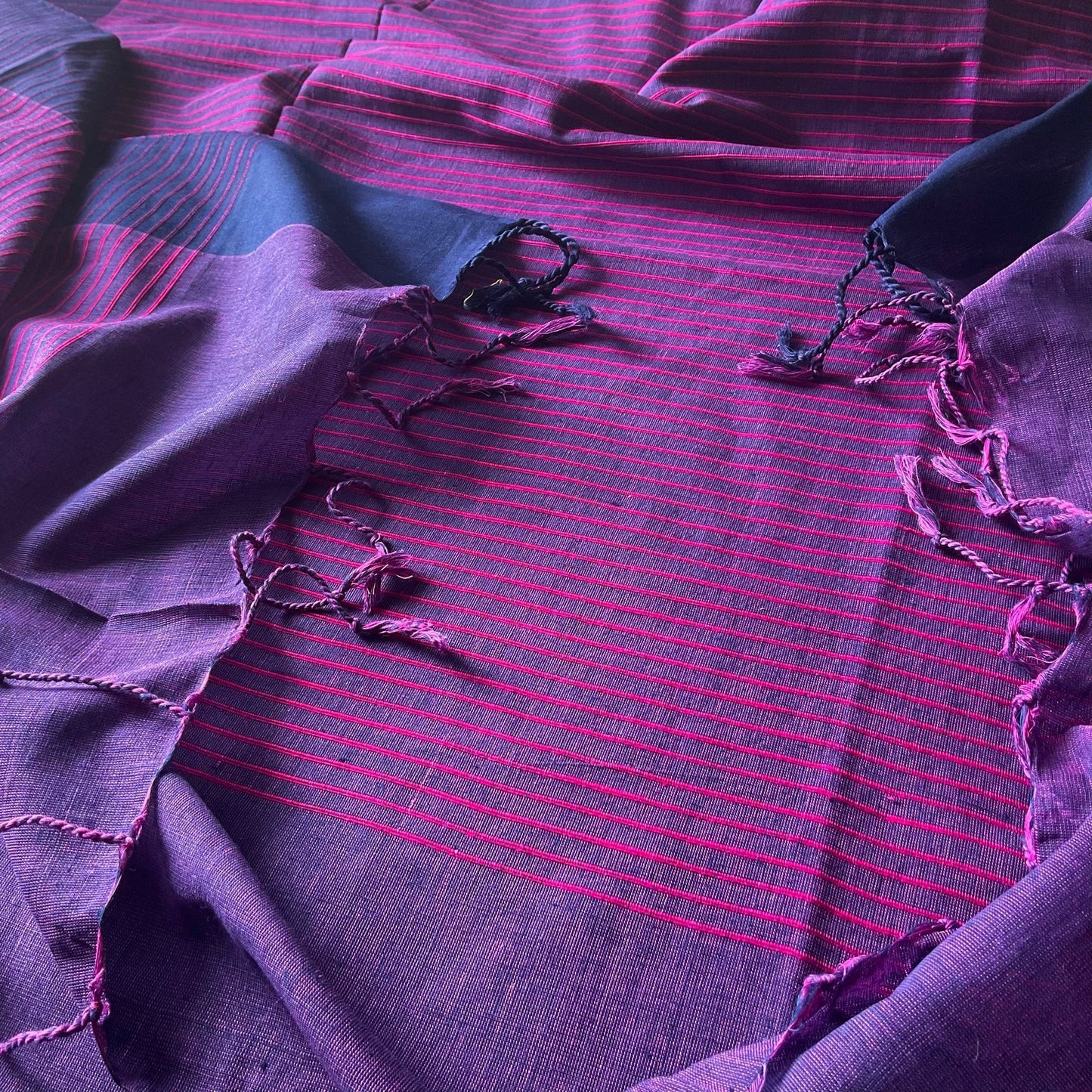 Khadi Purple Cotton Saree