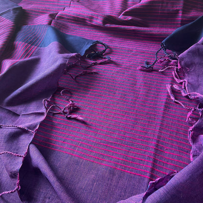 Khadi Purple Cotton Saree