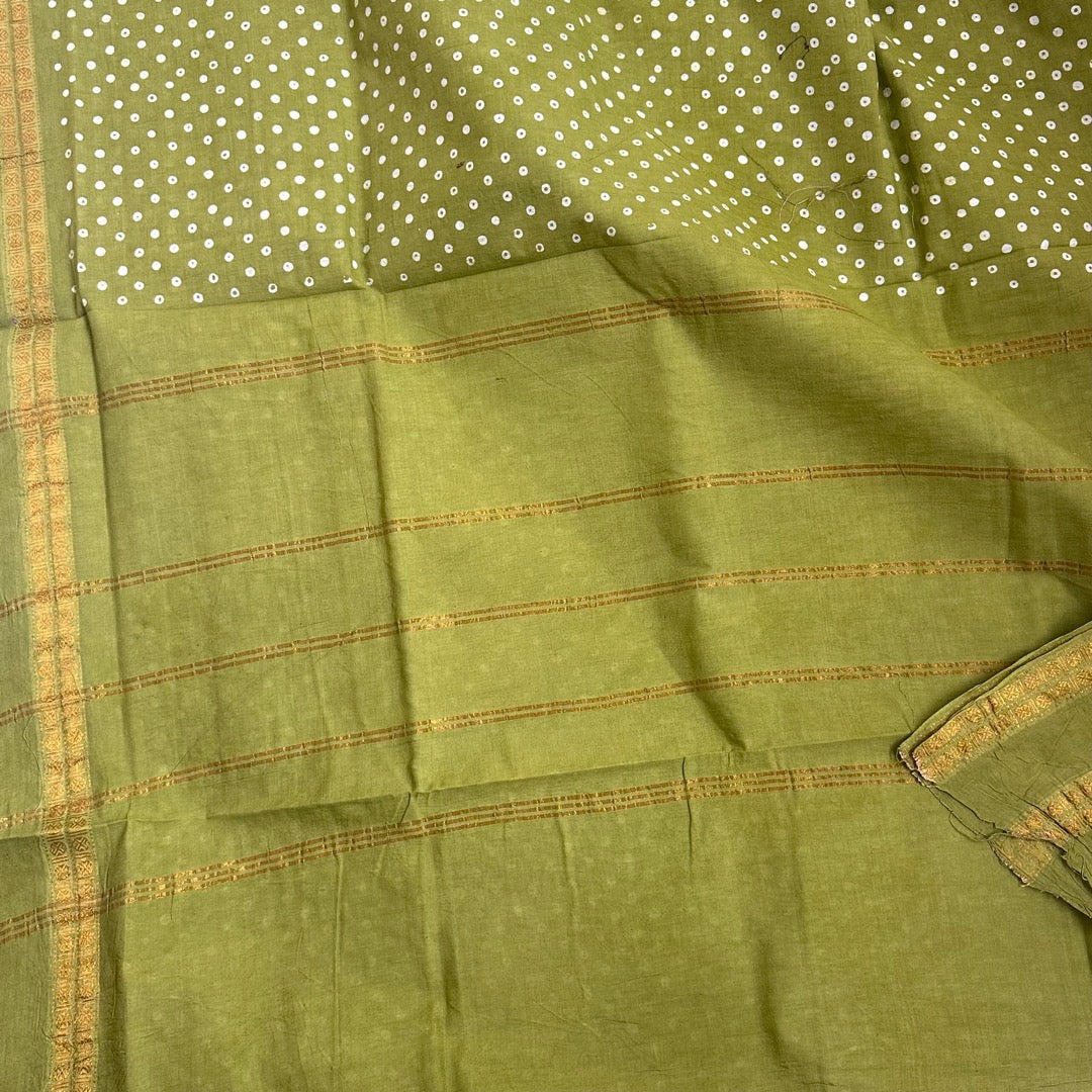 Sungudi Cotton  green Saree