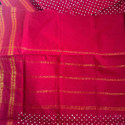 Sungudi Cotton Red Saree