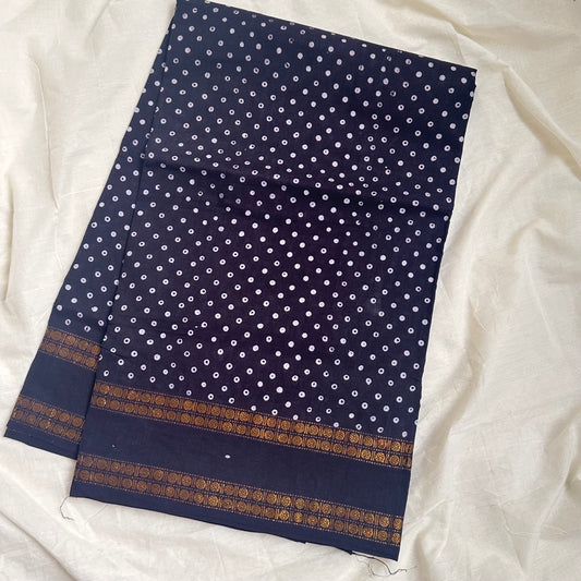 Sungudi Cotton Black Saree