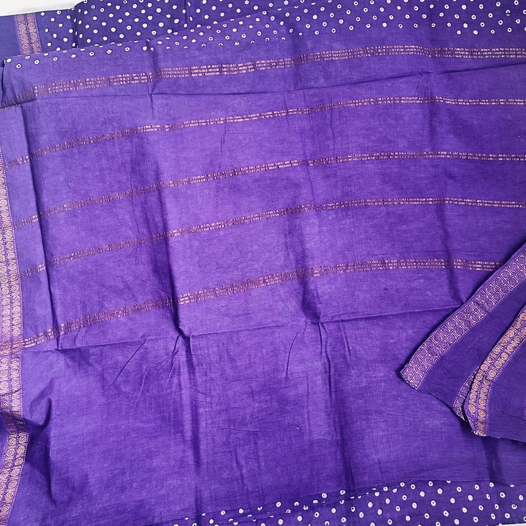 Sungudi Cotton Violet Saree