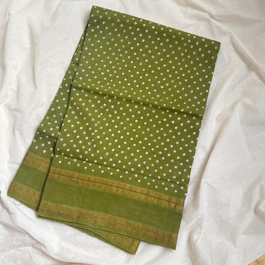 Sungudi Cotton  green Saree