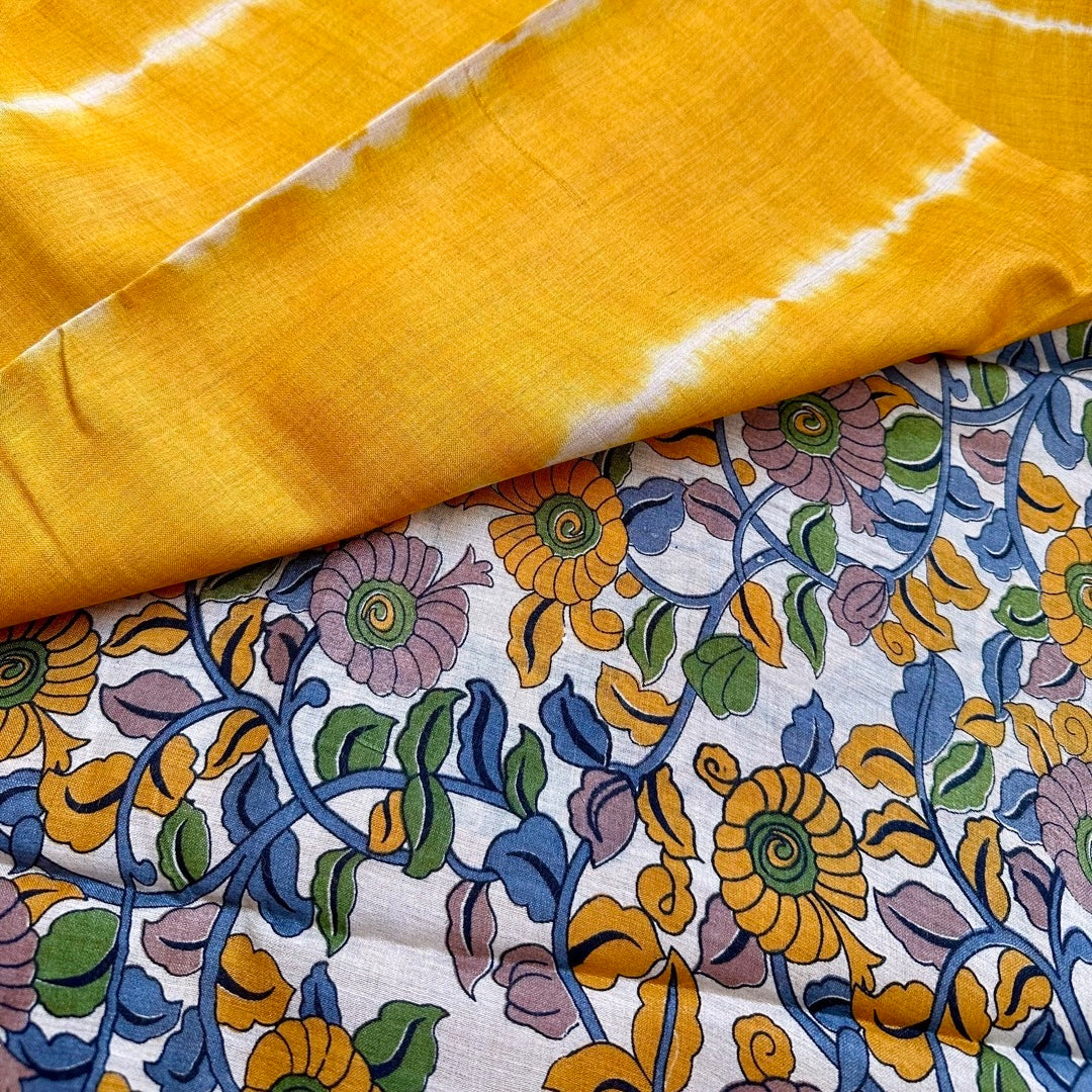 Tussar Shibori Yellow Saree