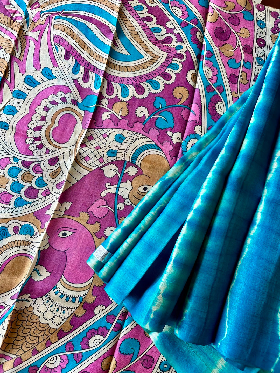 Tussar Shibori Blue Saree