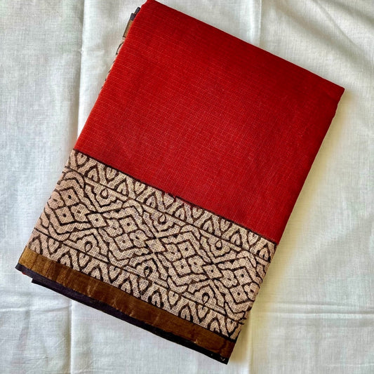 KotaDoria RedBeige Saree