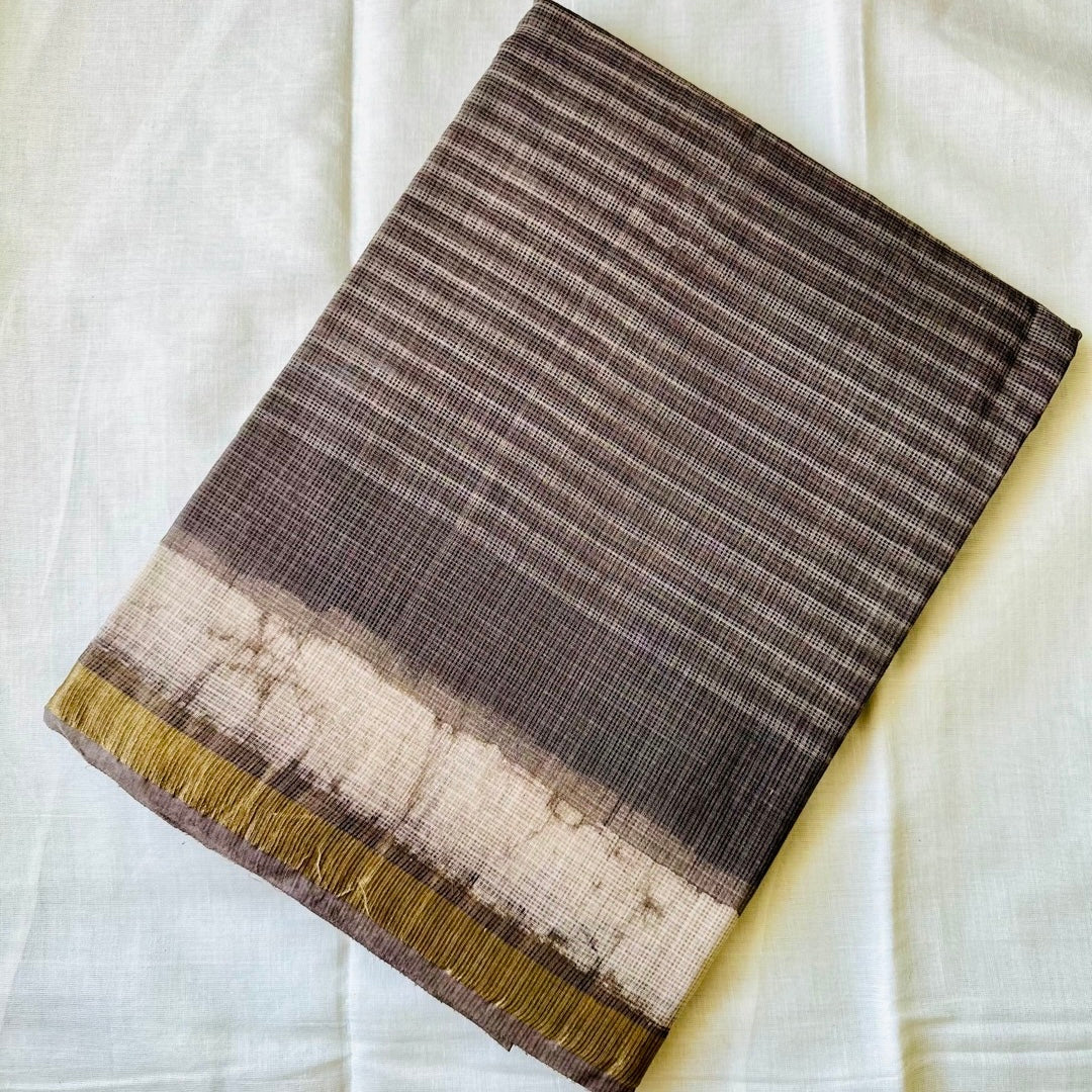 KotaDoria Taupe Saree