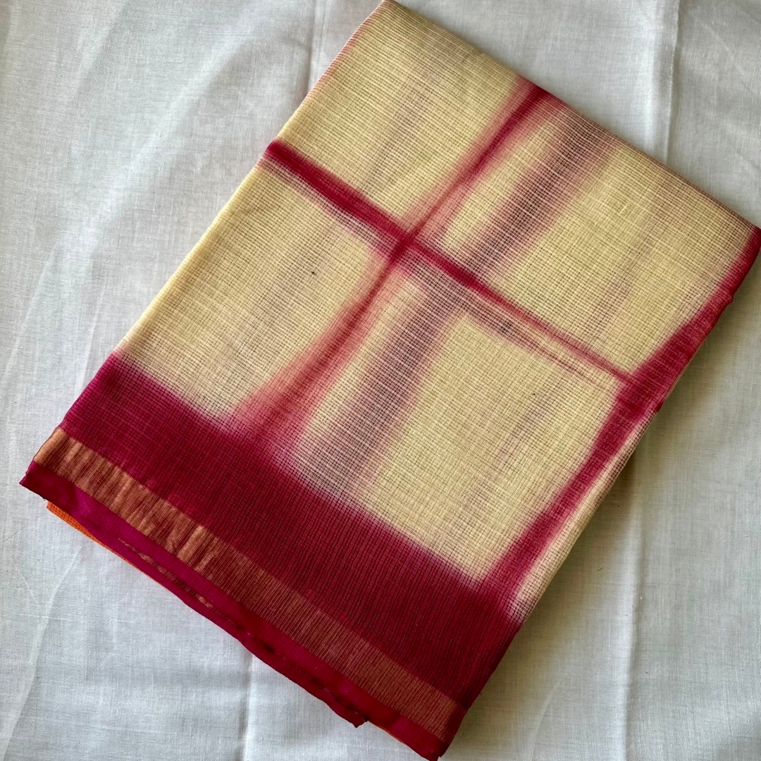 KotaDoria CreamPink Saree