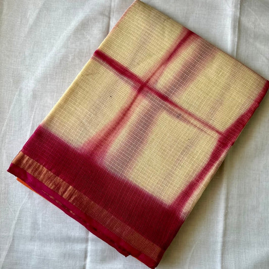 KotaDoria CreamPink Saree