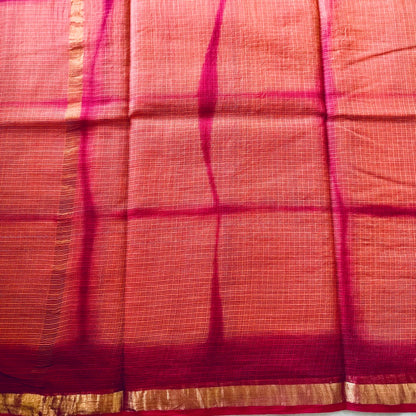 KotaDoria CreamPink Saree