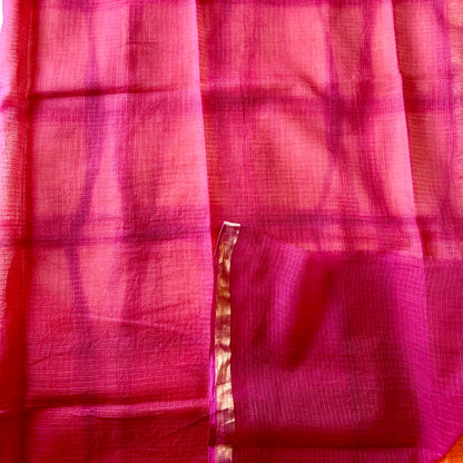 KotaDoria CreamPink Saree