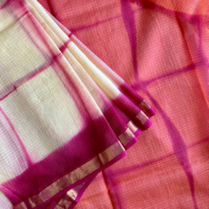 KotaDoria CreamPink Saree