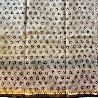 KotaDoria Beige Saree