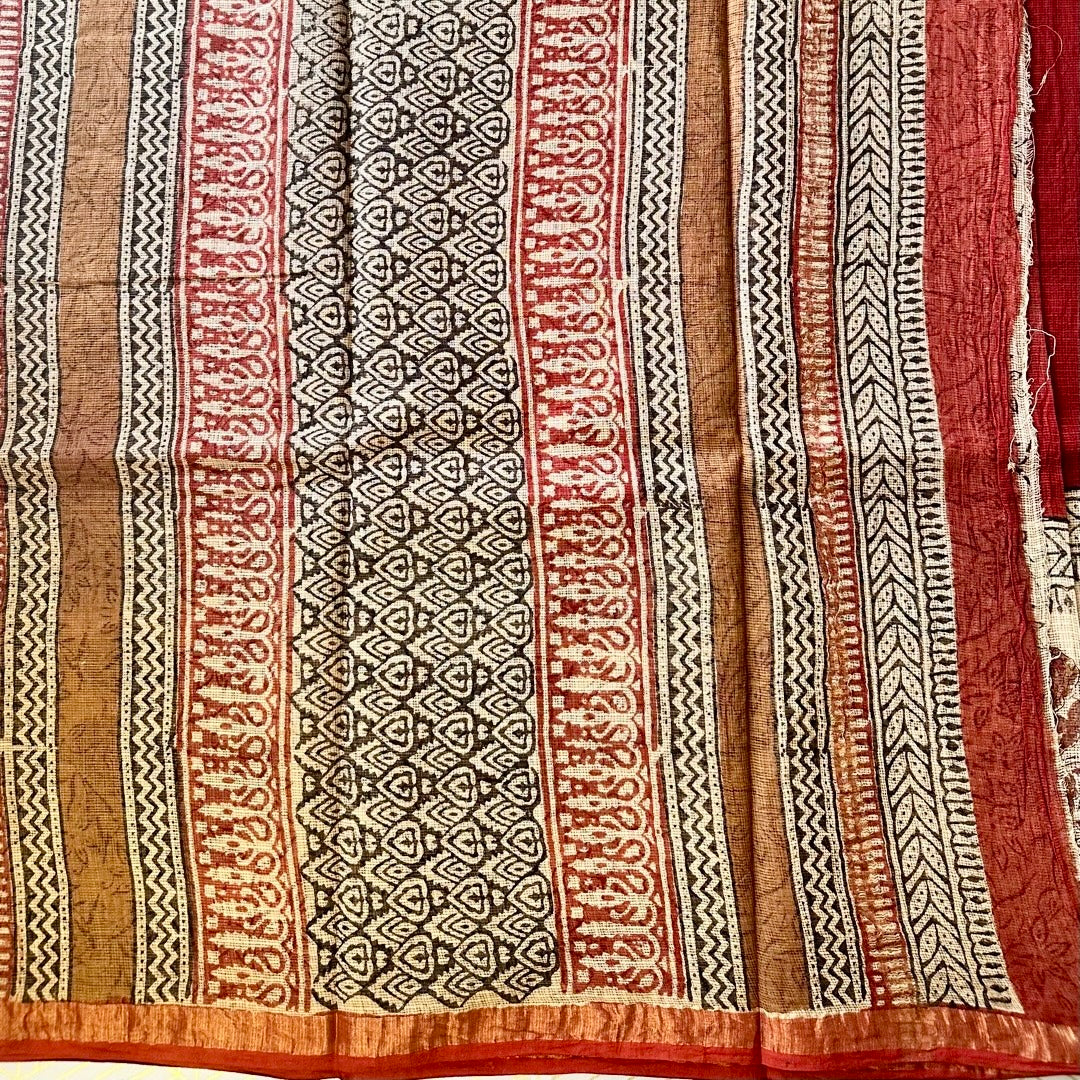 KotaDoria RedBeige Saree