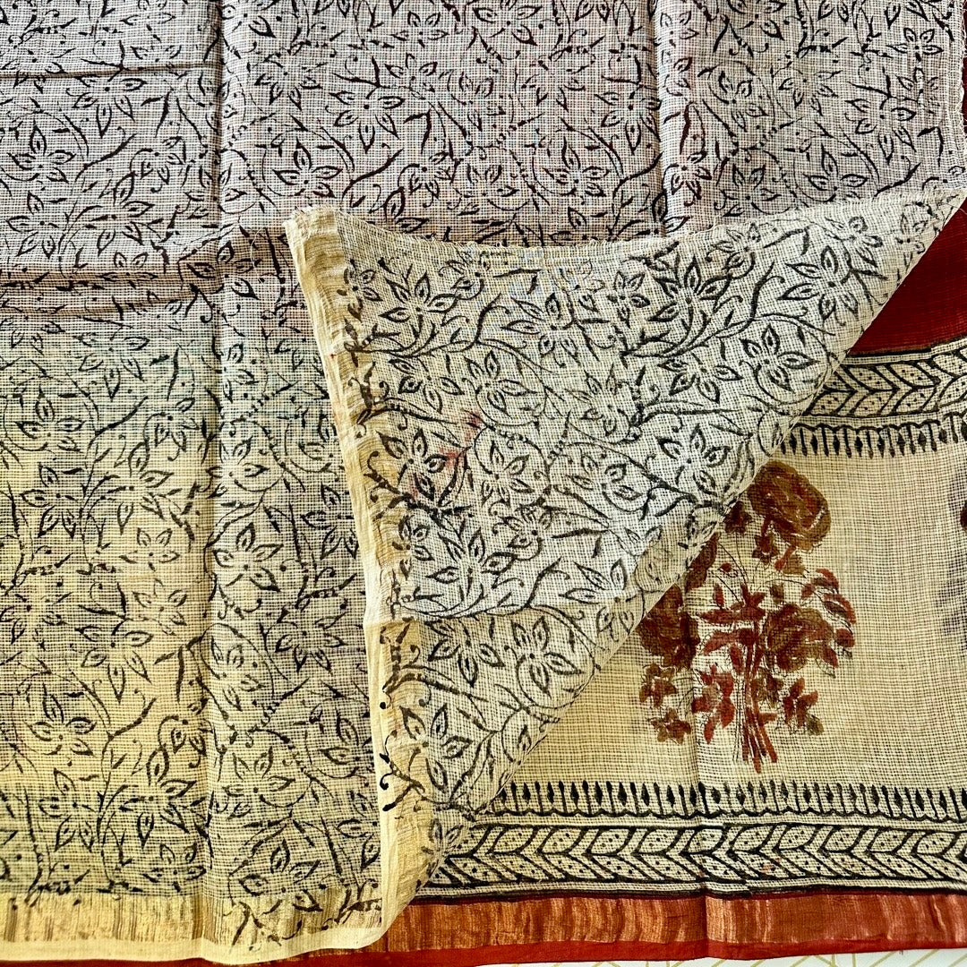 KotaDoria RedBeige Saree