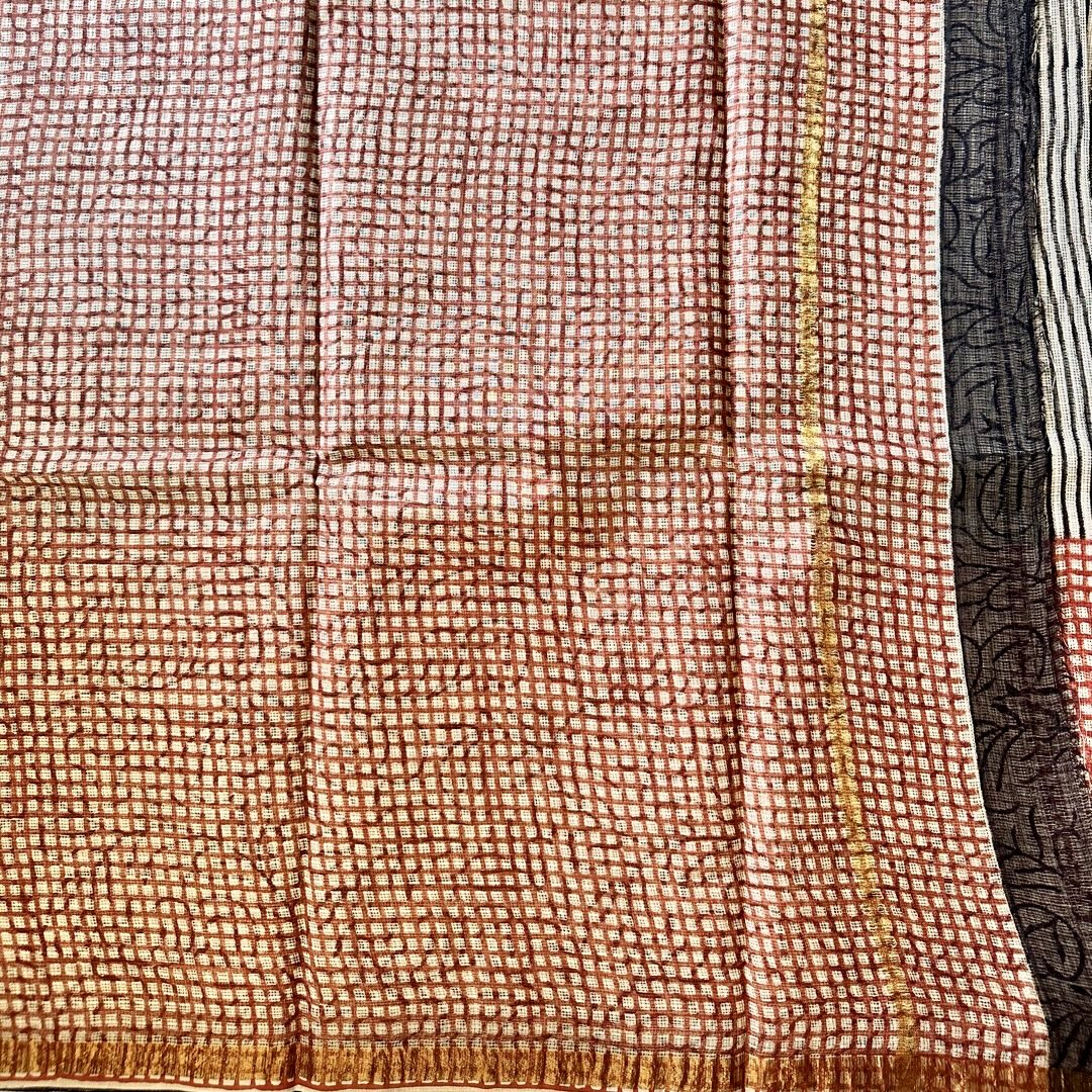 KotaDoria BeigeStripe Saree