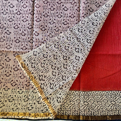 KotaDoria RedBeige Saree