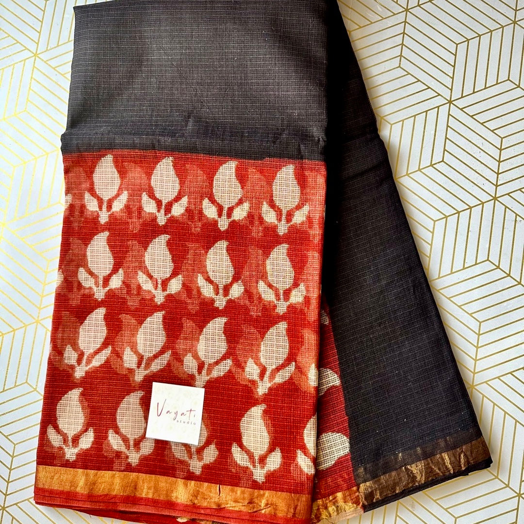 KotaDoria BlackRed Saree