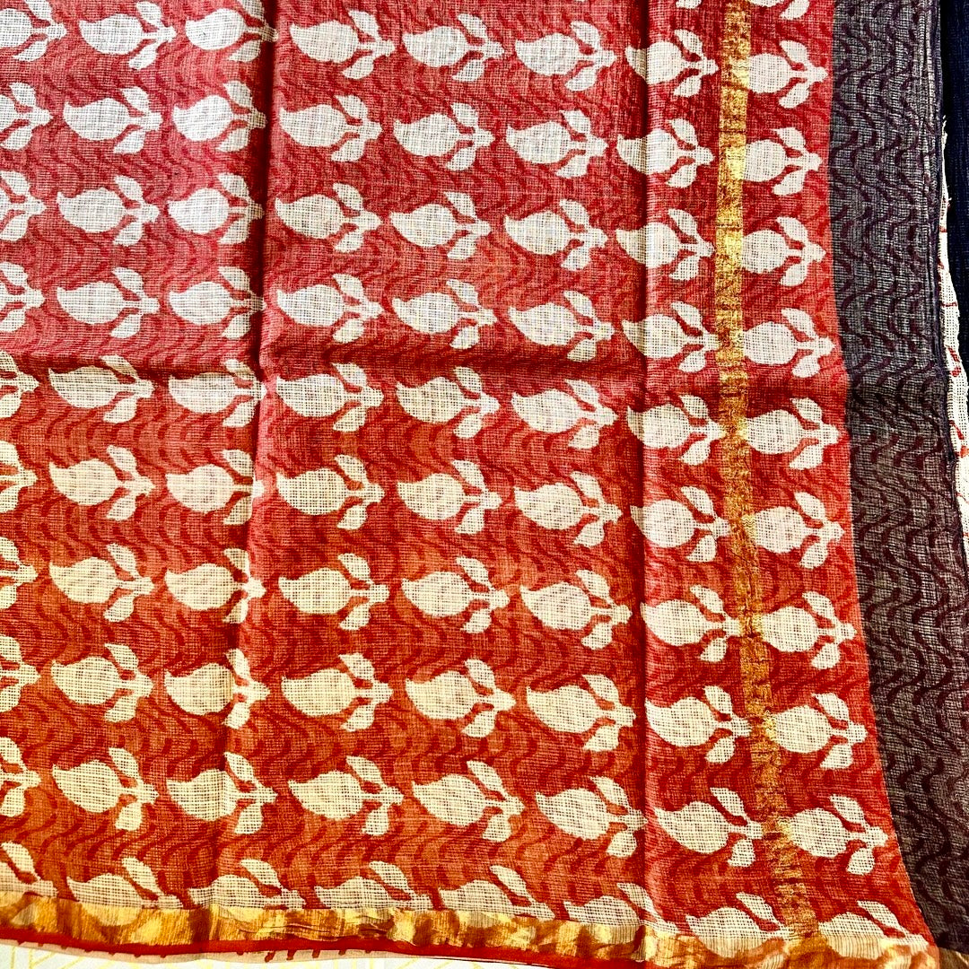 KotaDoria BlackRed Saree