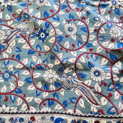 Cotton Grey Kalamkari Saree