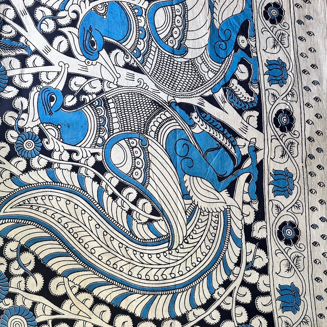 Cotton Halfwhite Kalamkari Saree