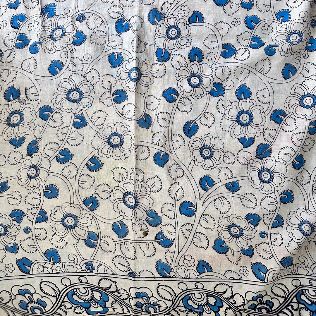 Cotton Halfwhite Kalamkari Saree