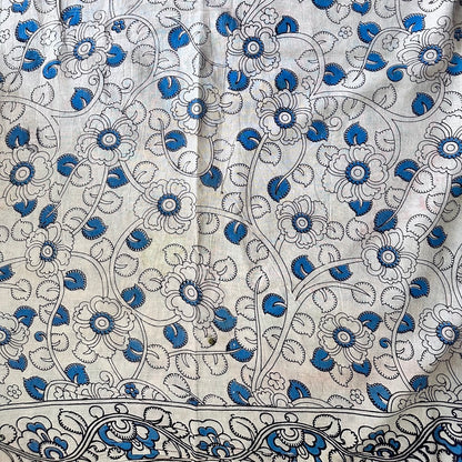 Cotton Halfwhite Kalamkari Saree