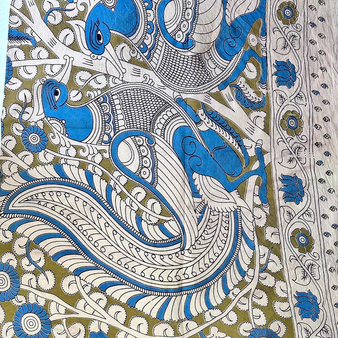 Cotton Mehndi Kalamkari Saree