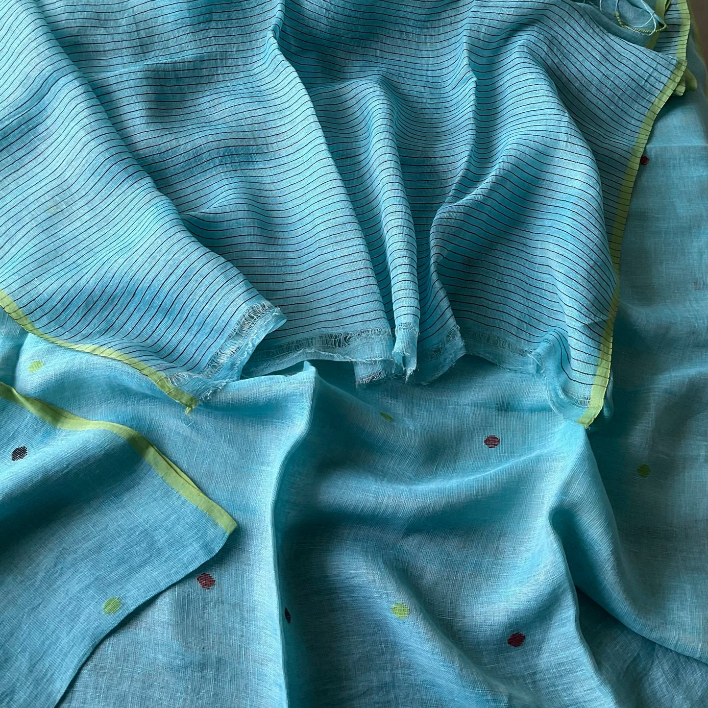 Linen Tissue Blue Saree